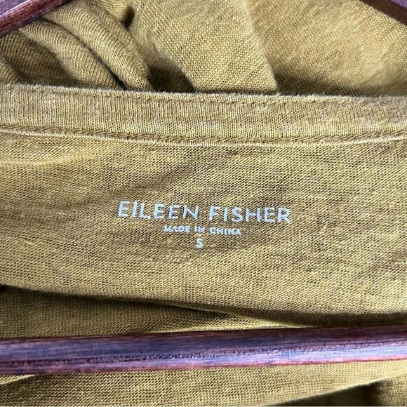 Eileen Fisher Tee Shirt Dress Mustard Linen Tunic - Picture 5 of 5
